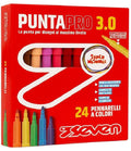 Seven Pennarelli Scuola Puntapro 3.0 - Scatola da 24 Pz, Pennarelli a Colore, Super Washable, Bambini e Ragazzi