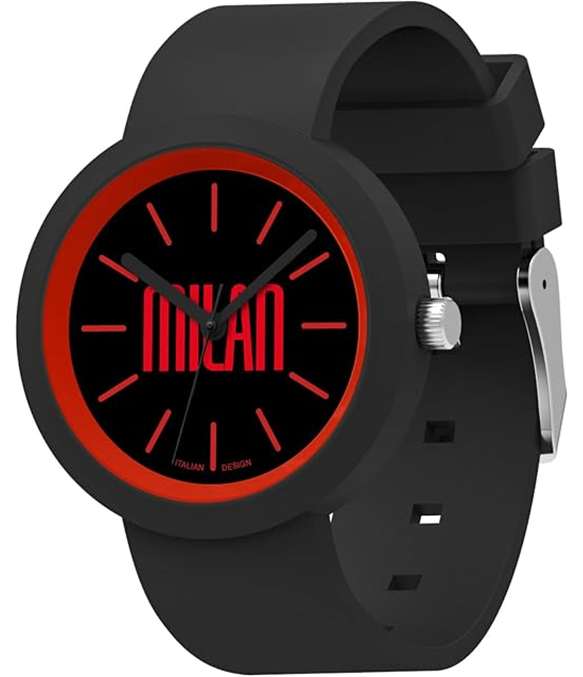 Seven Orologio Milan da polso, Rosso Nero, Analogico al quarzo, Bambini e Ragazzi, Orologio Sport e Calcio