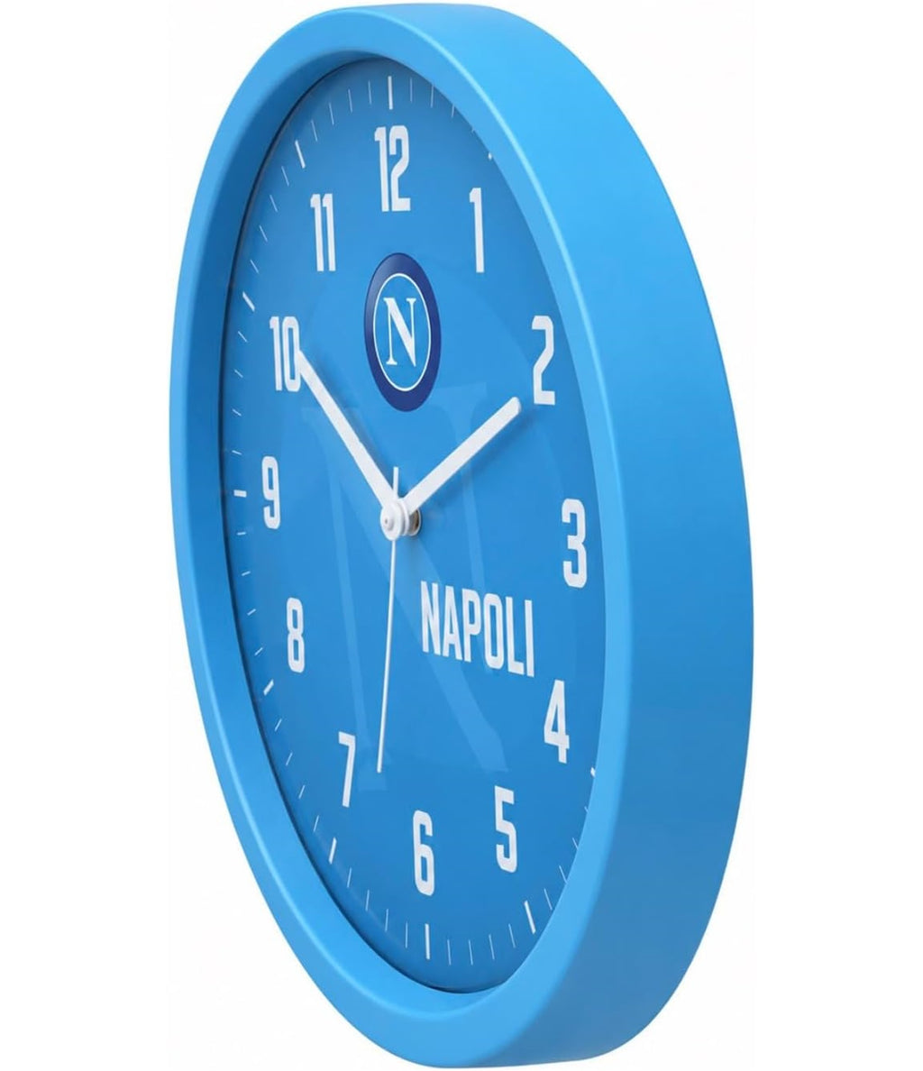 Seven Orologio Napoli da Parete al Quarzo con Movimento Continuo,Prodotto Ufficiale in ABS, Diametro 30 cm, Sport e Calcio, Bambini e Adulti