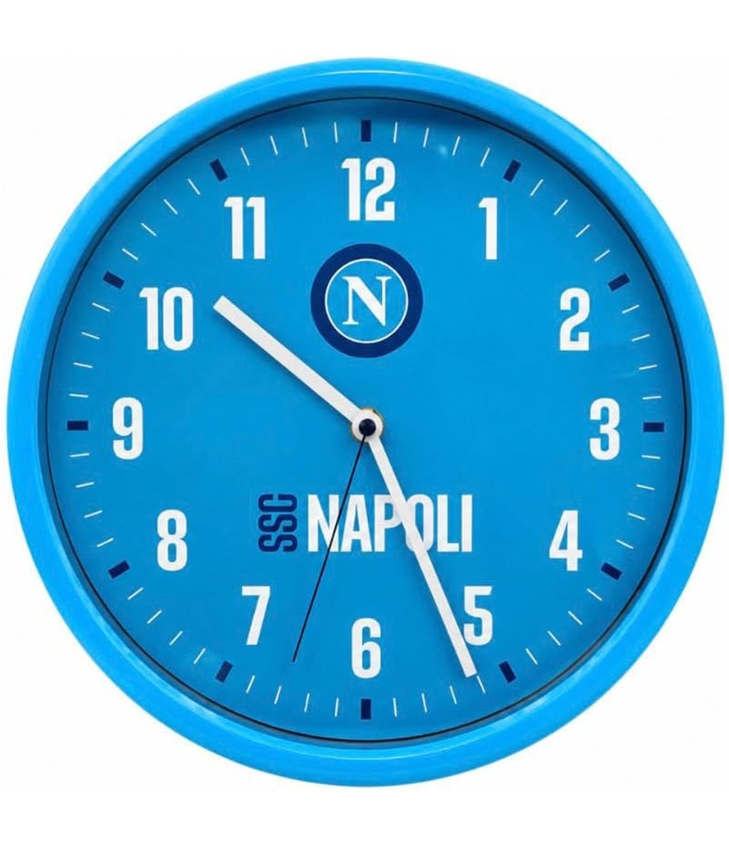 Seven Orologio Napoli da Parete al Quarzo con Movimento Continuo,Prodotto Ufficiale in ABS, Diametro 30 cm, Sport e Calcio, Bambini e Adulti